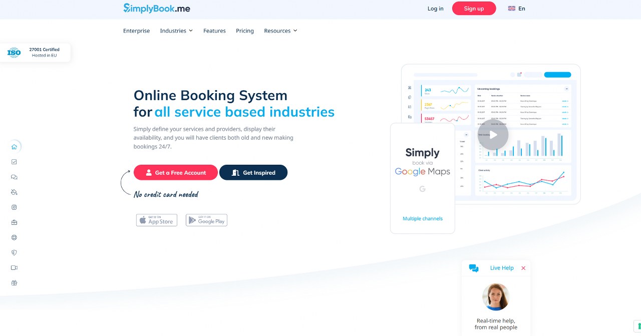 SimplyBook.me homepage.