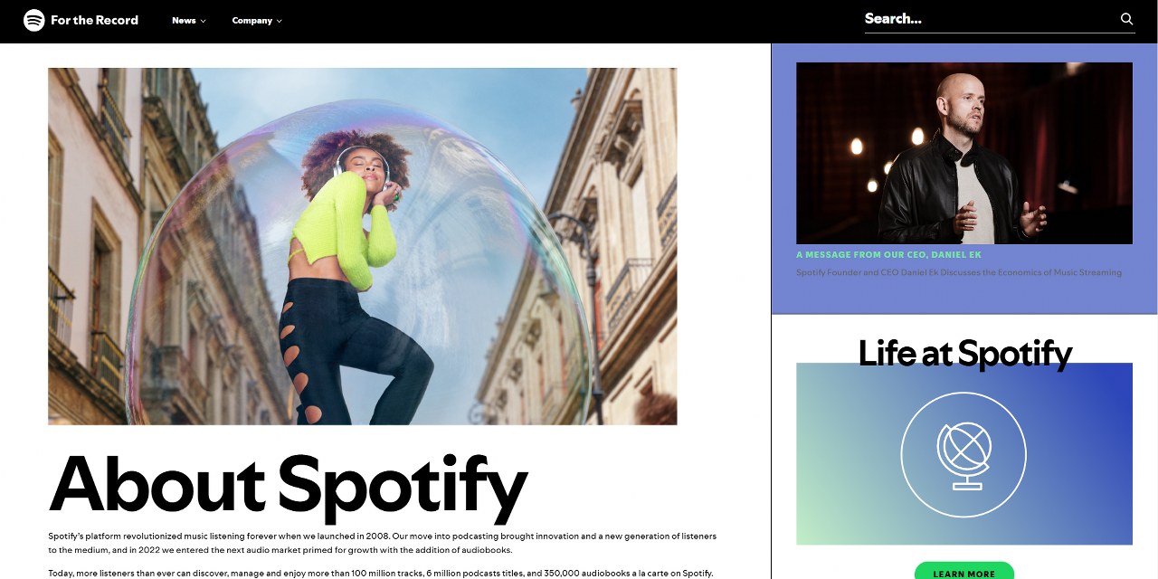 Spotify's website.