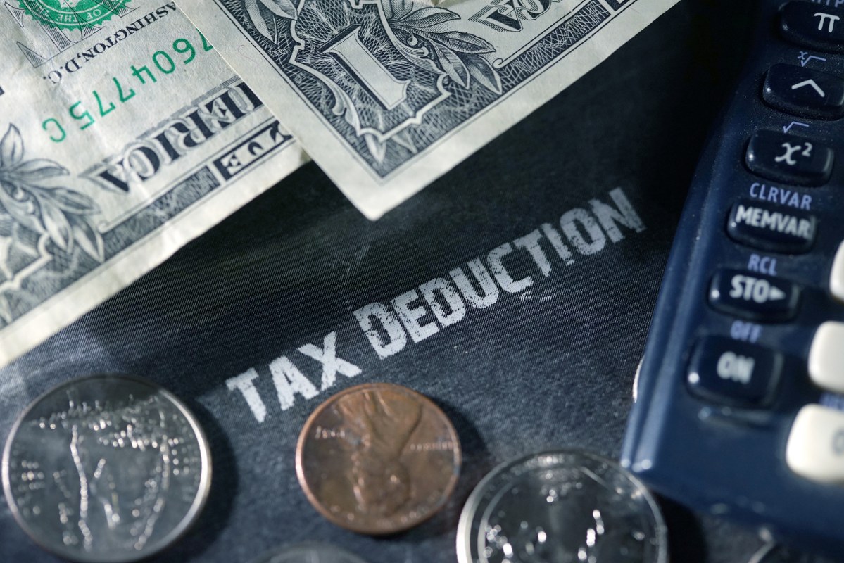 Tax deduction printed on a piece of cloth.
