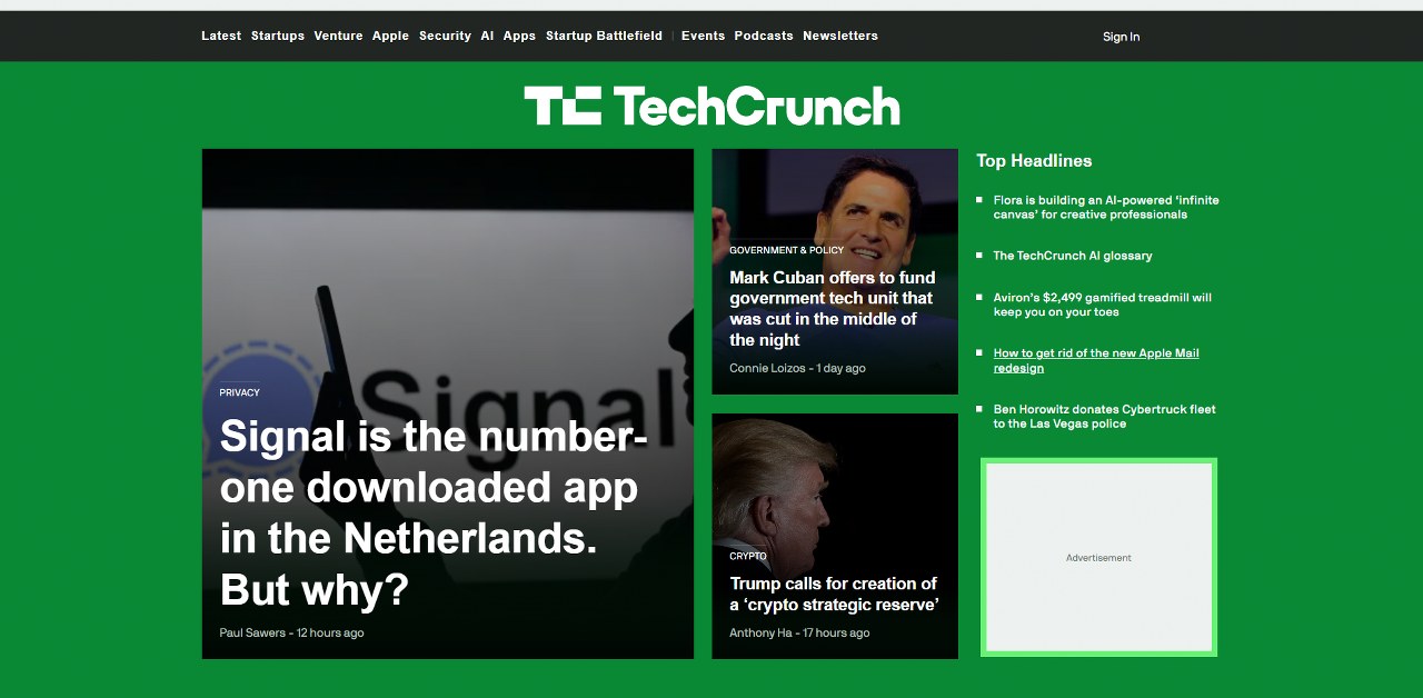TechCrunch's website.