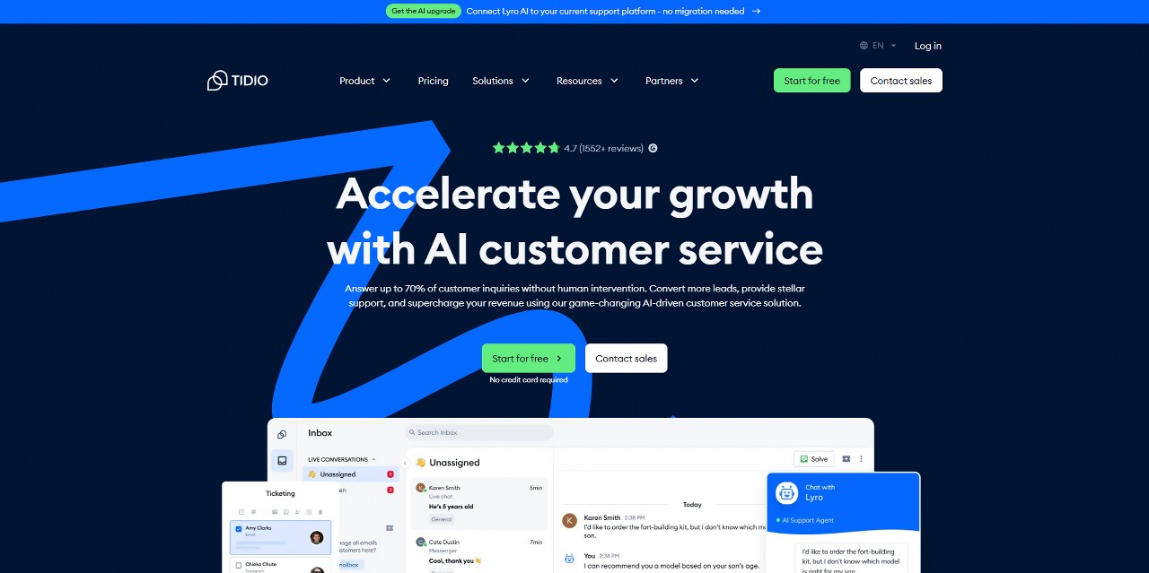 Tidio's website.