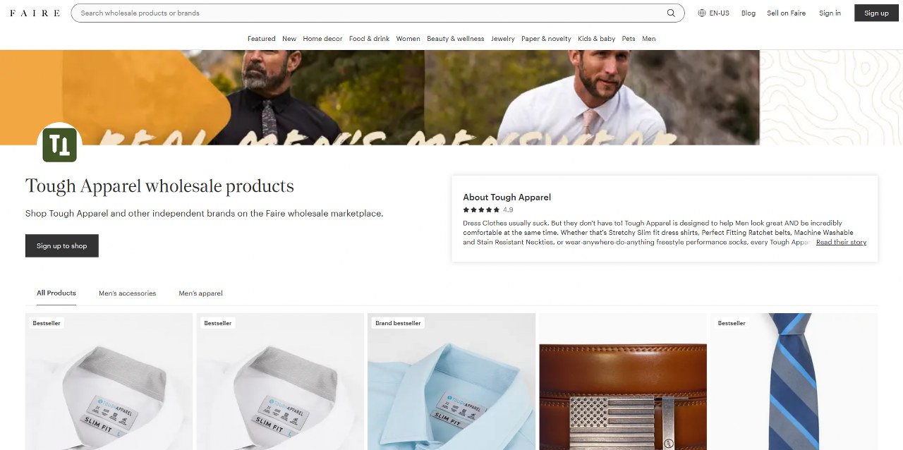 Tough apparel's website.
