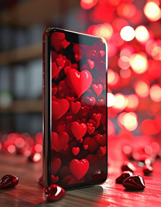 Valentine's day-themed phone.