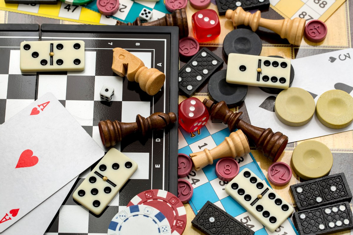 Various board games with missing pieces.