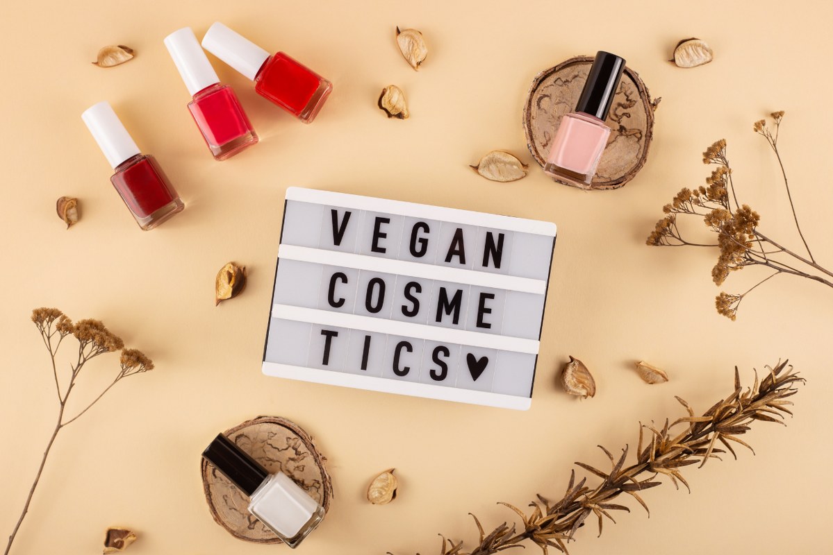 Vegan Cosmetics Flat Lay.