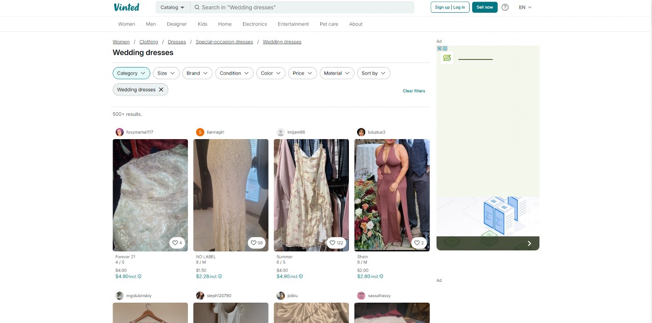 Vinted's website.