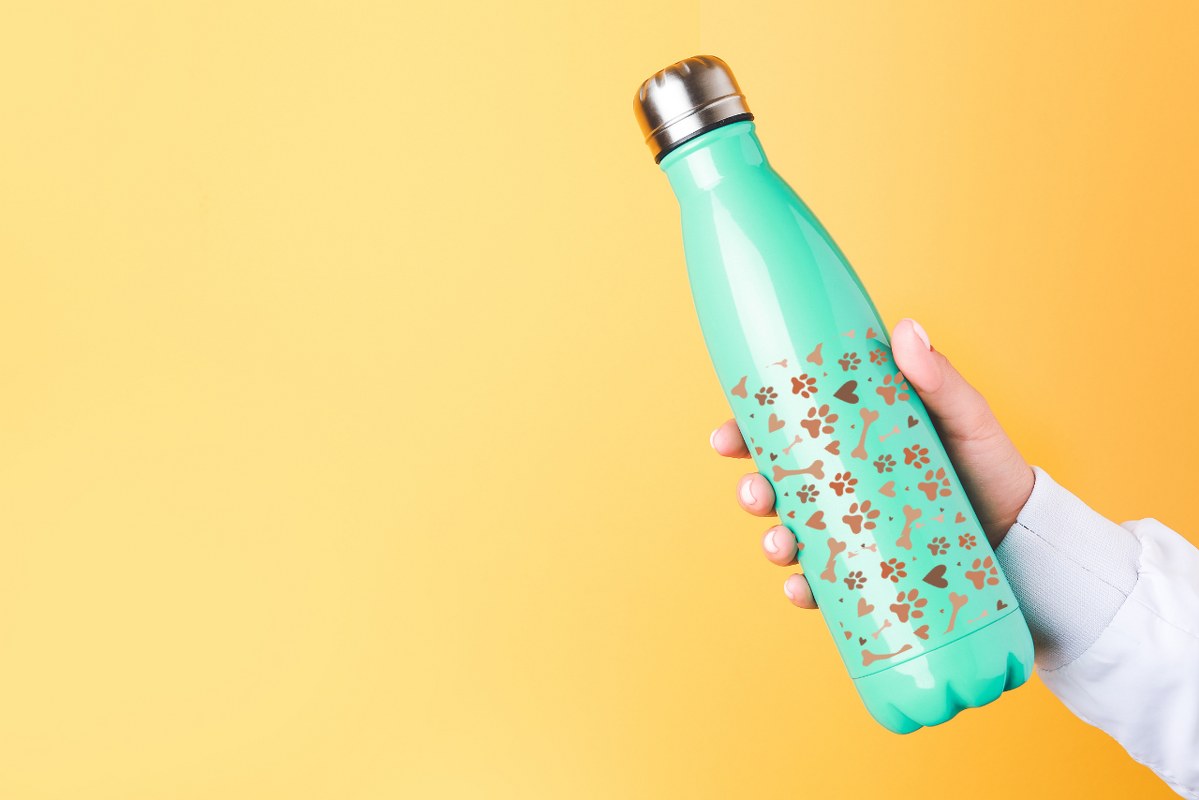 Water Bottle with dog prints.