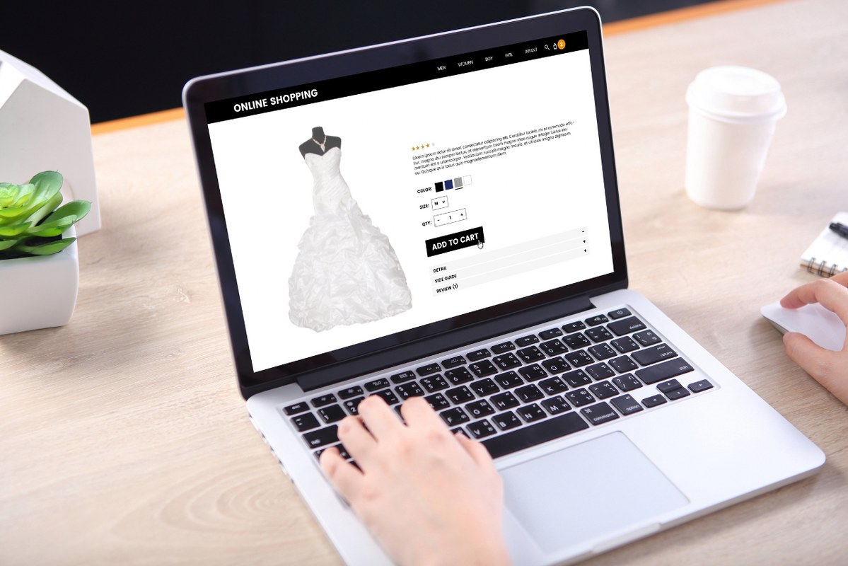 Wedding dress listing in an online store.