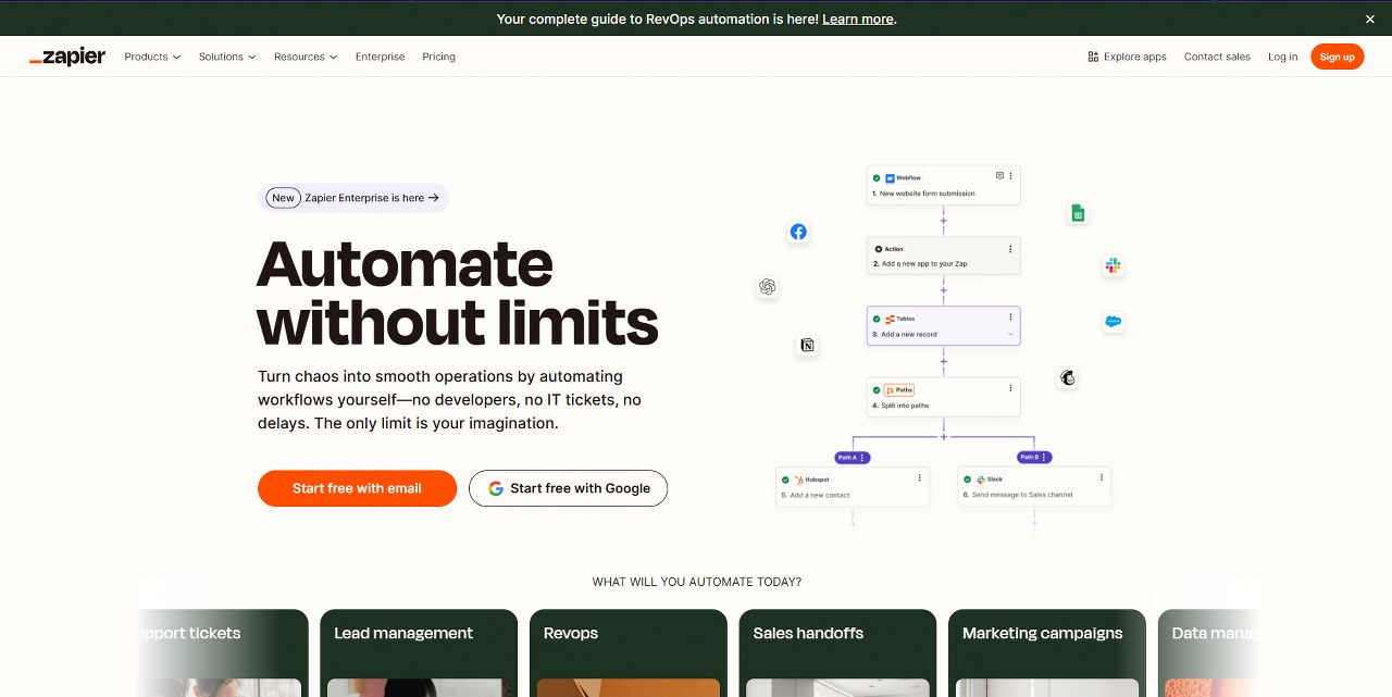 Zapier's website.
