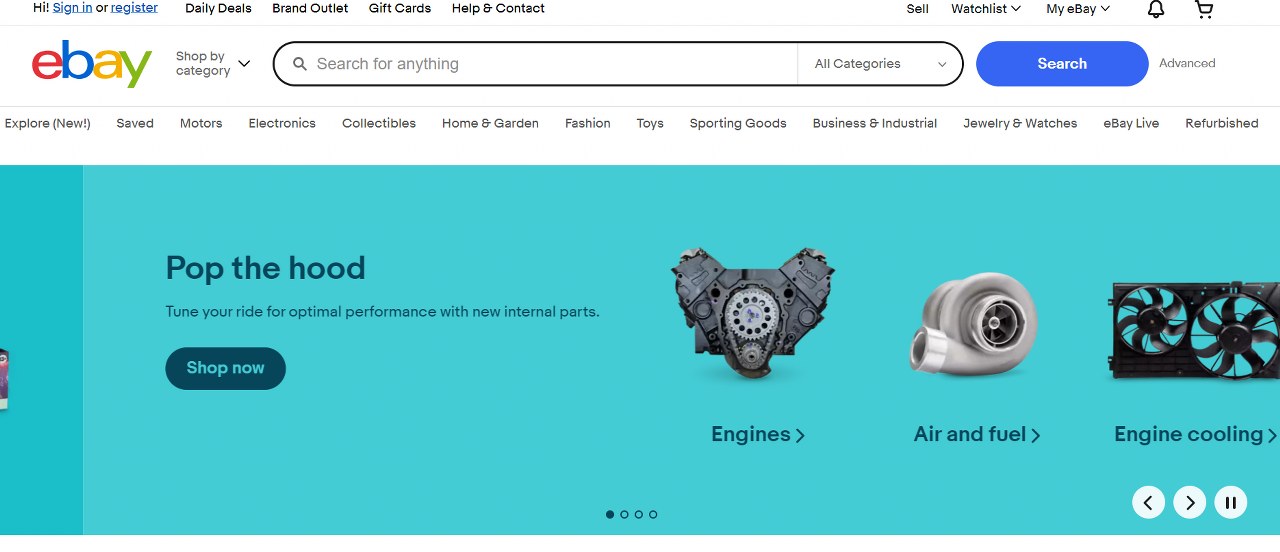 eBay website homepage.