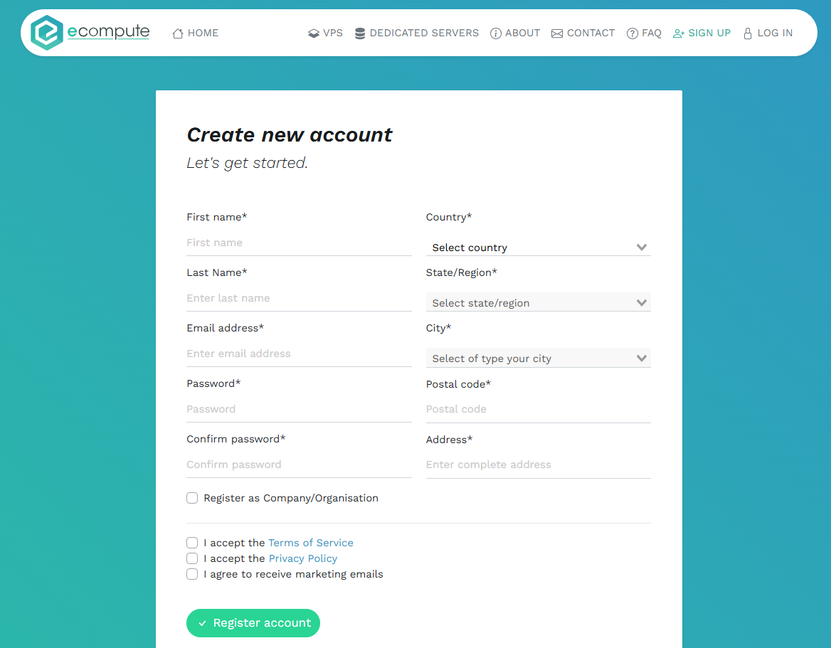 Sign Up form