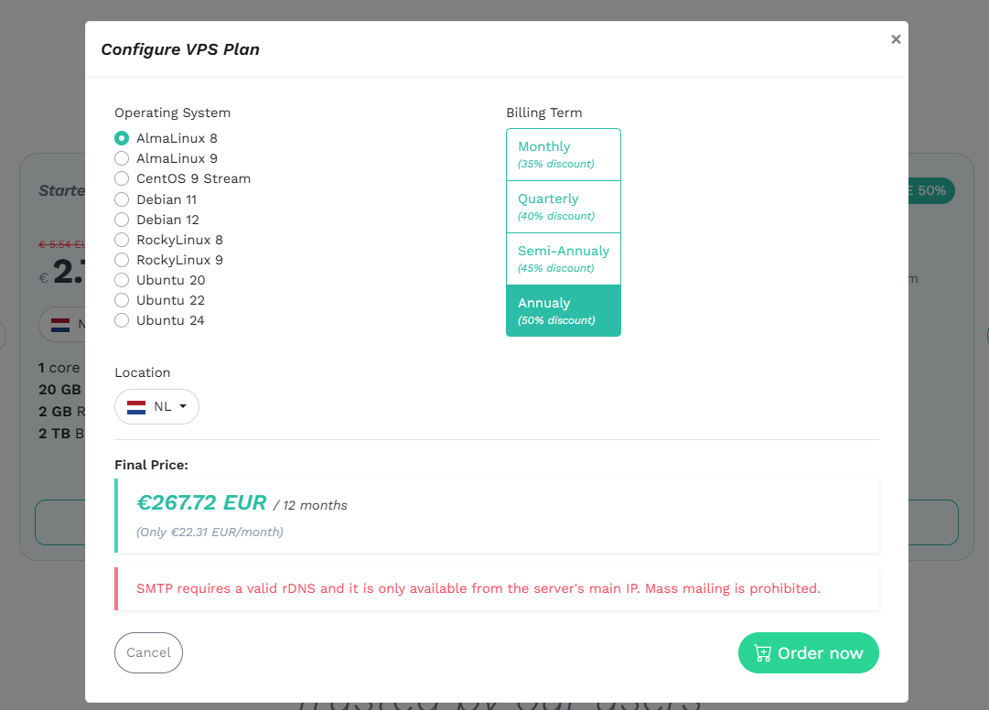 VPS plan configurations