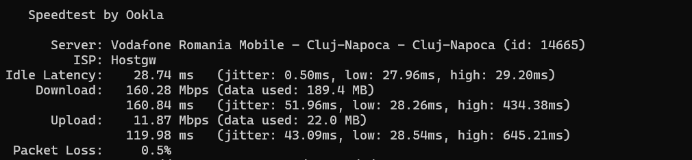 Network Performance Test (Speedtest CLI)