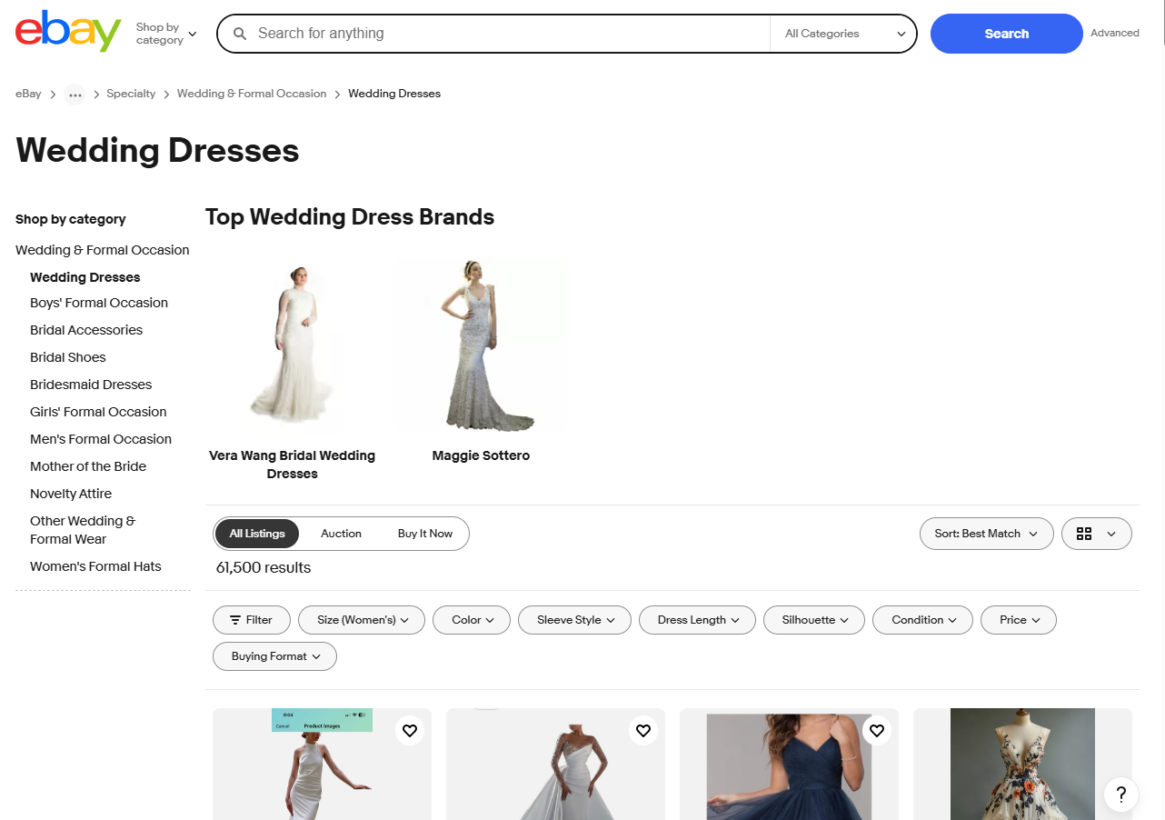 Wedding dresses for sale on eBay