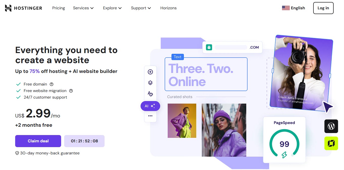 Hostinger website screenshot