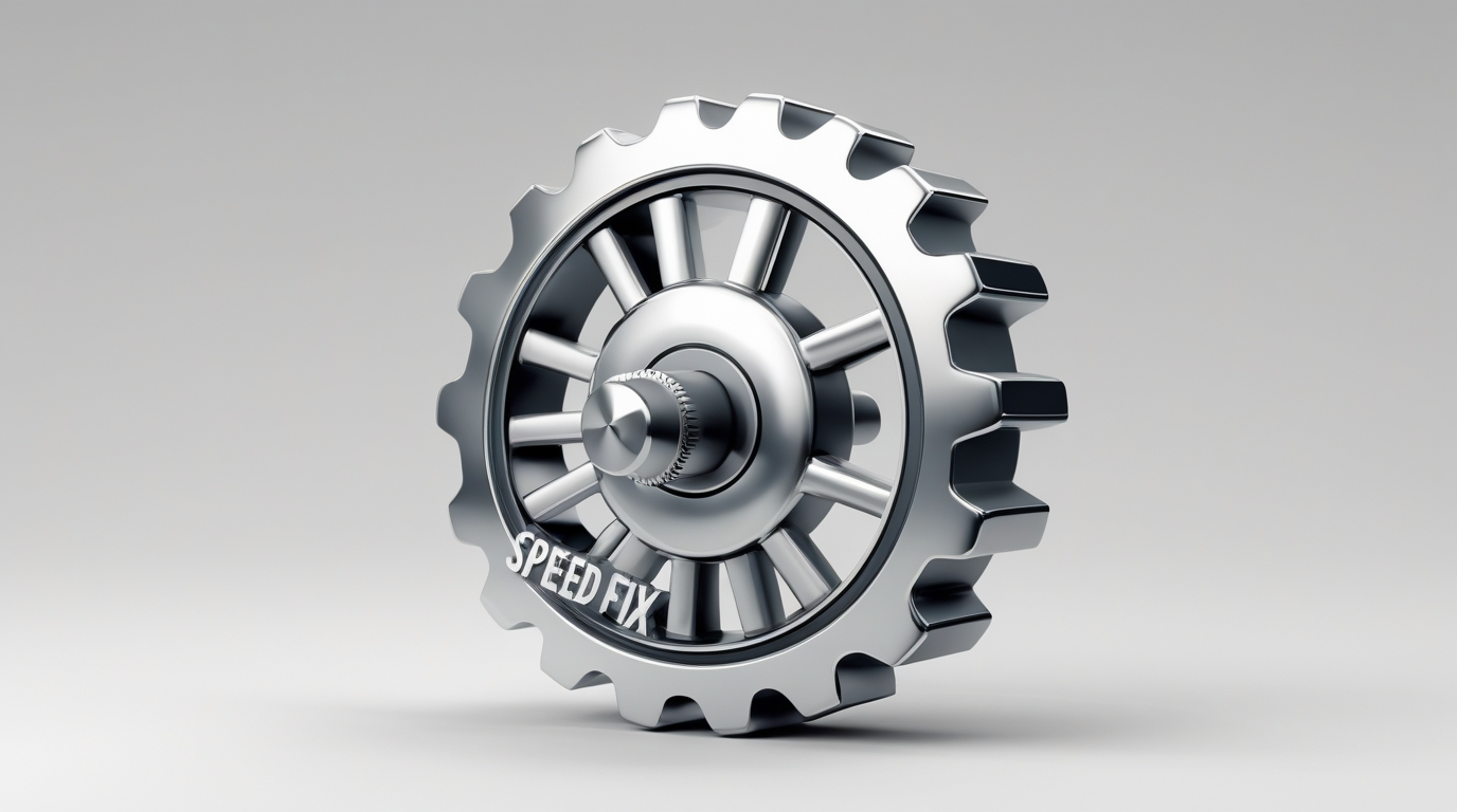 Metallic gear wheel with the words 