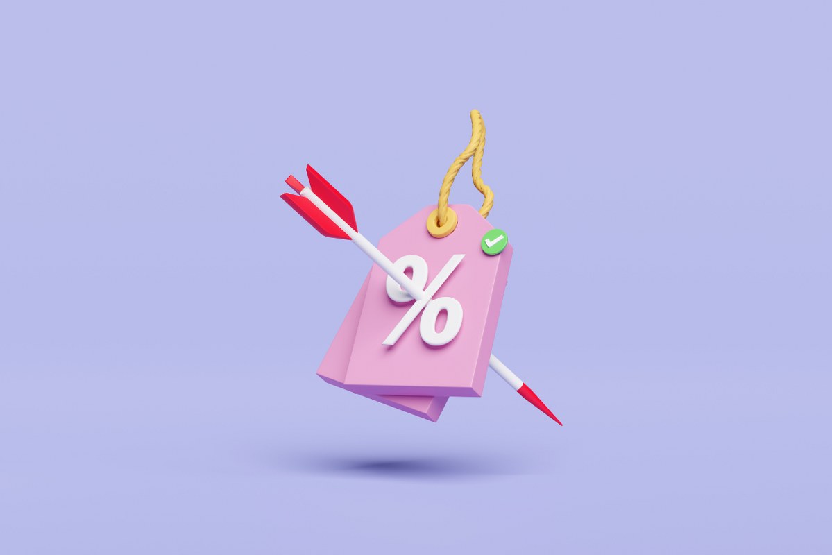 3d discount sales icon shopping online with darts.