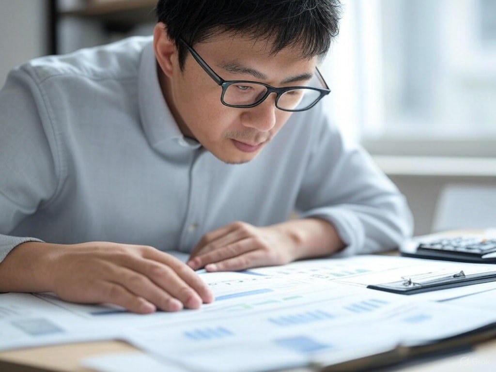 A business owner doing paperwork.