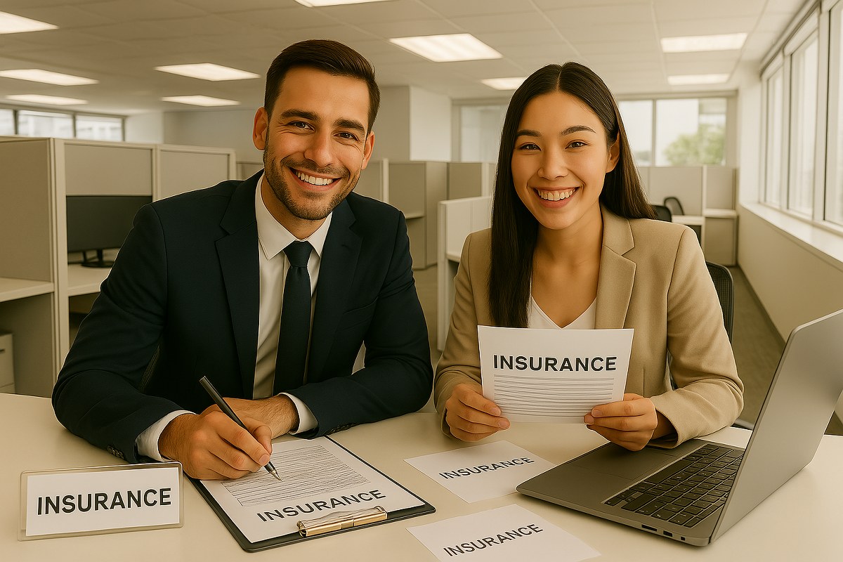 A couple running an insurance agency.