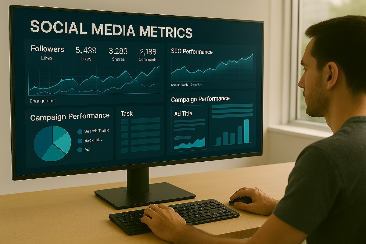 A digital marketer looking at metrics.