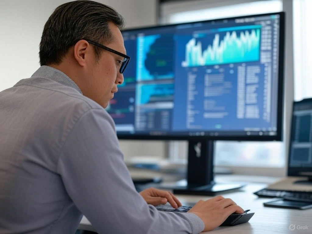 A man doing data management.