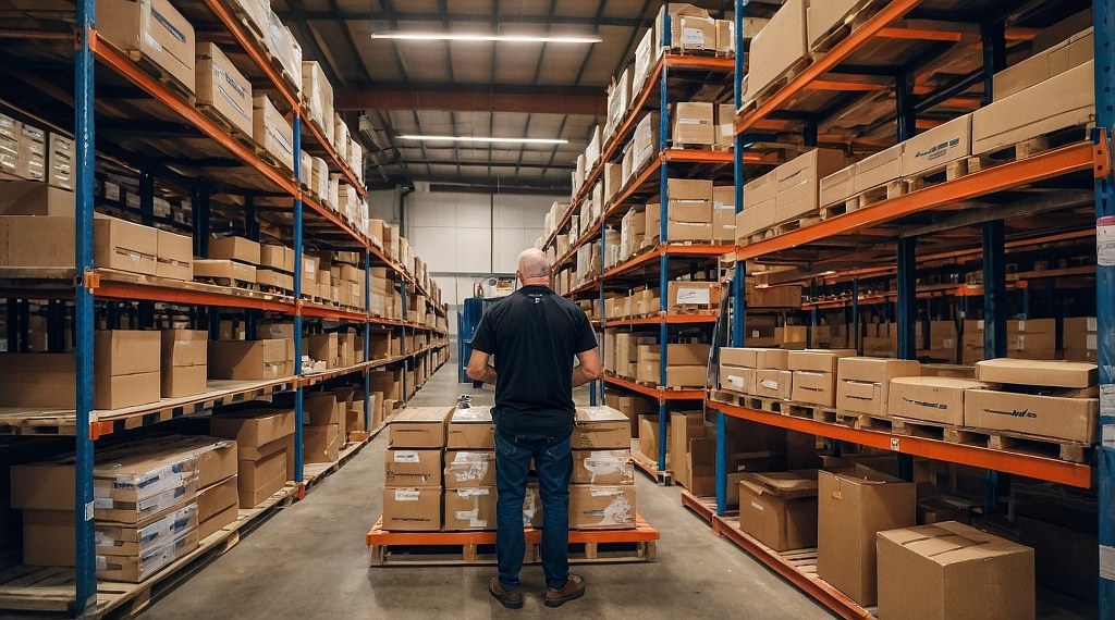 A man in a warehouse.