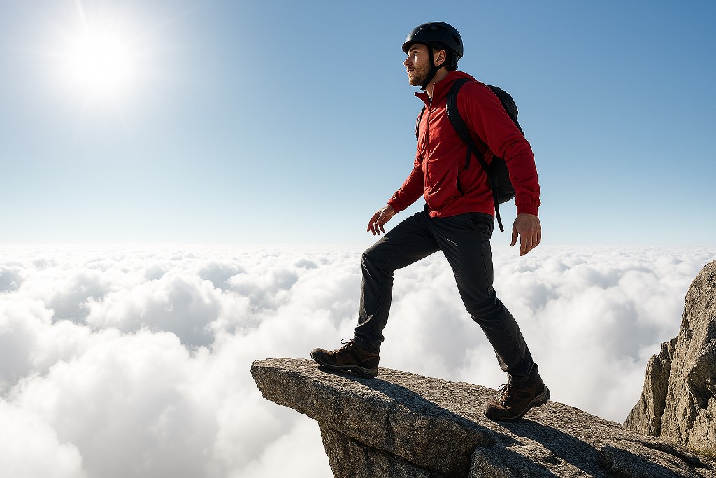A man on the edge of a cliff.