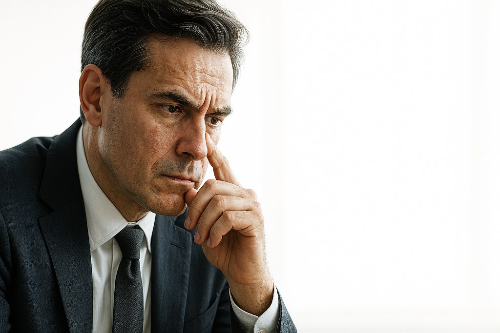 A man thinking deeply.