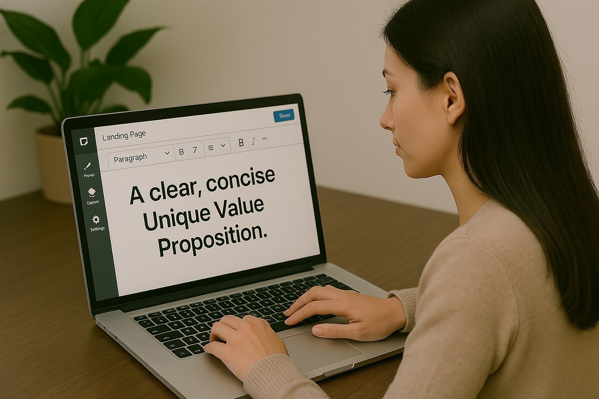 A marketer typing.