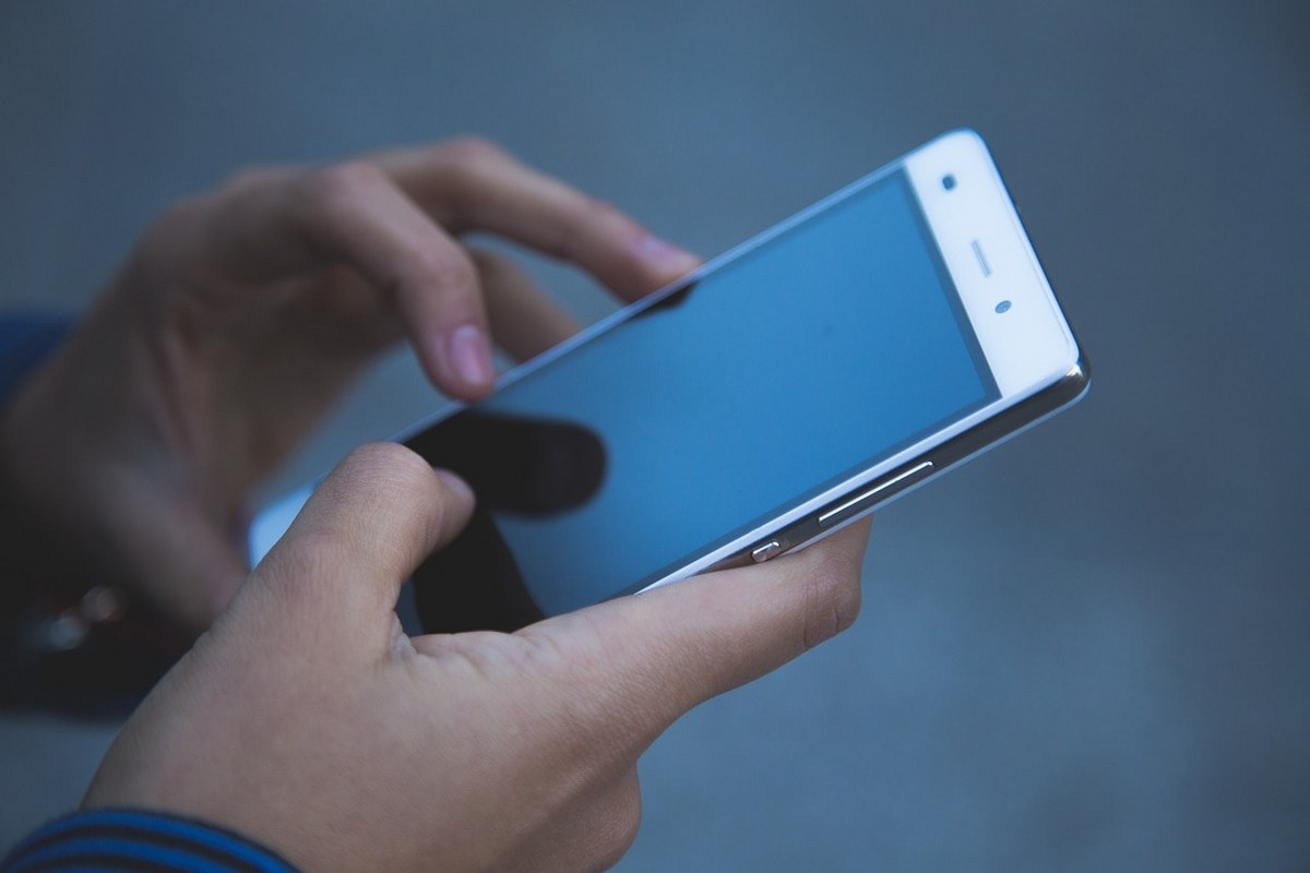 A mobile phone in use.