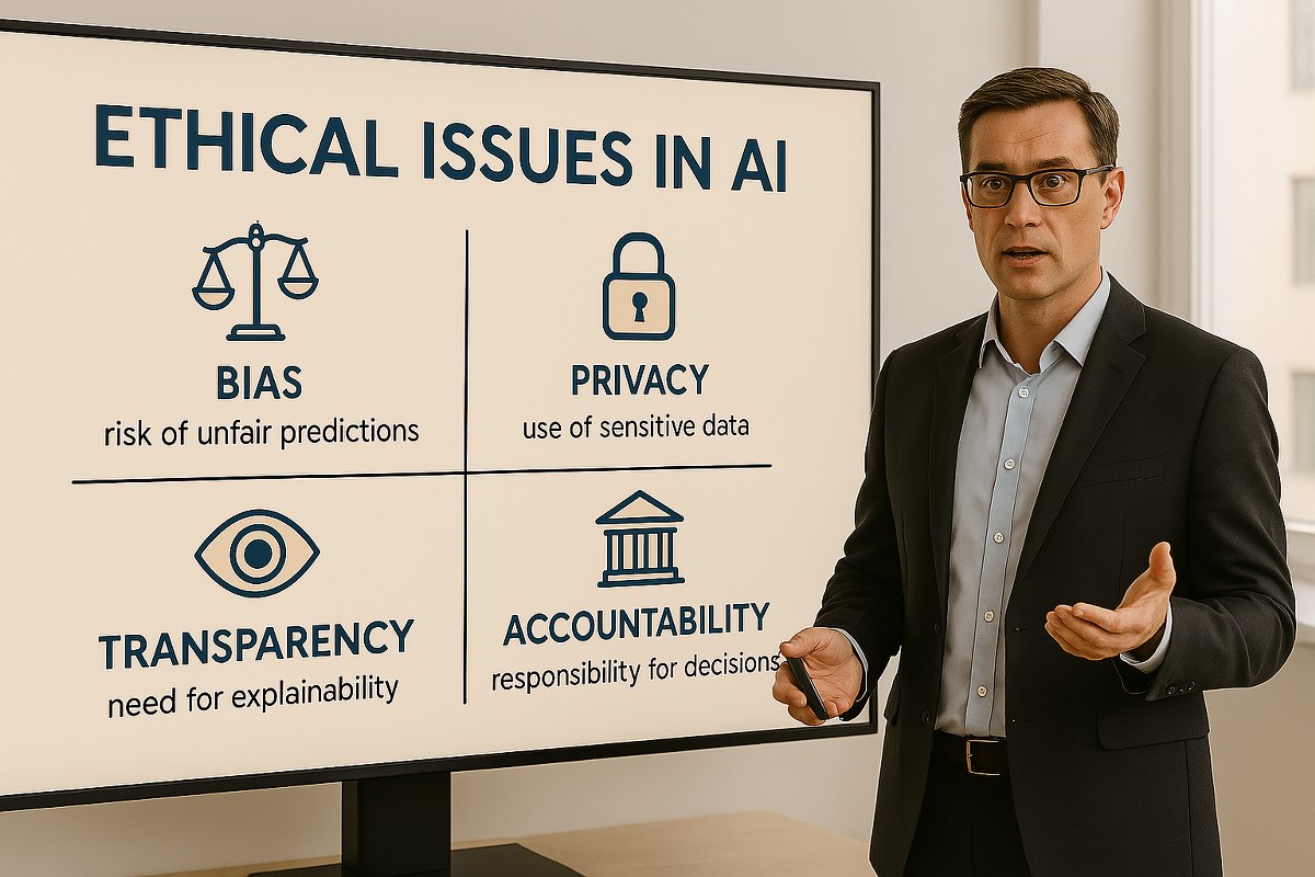 A presentation on ethical issues in AI.
