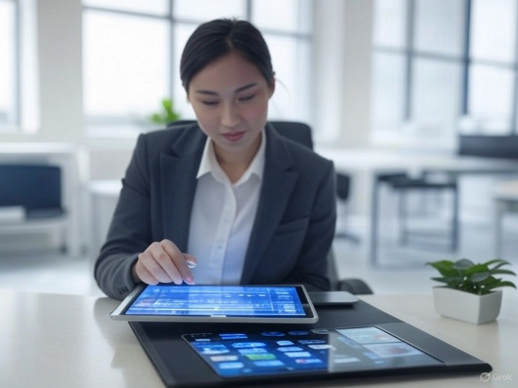 A user going through an app.