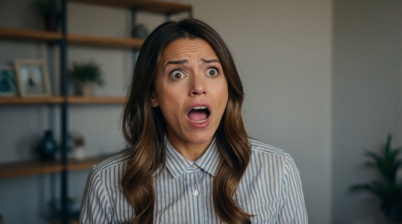 A woman's reaction to new information.