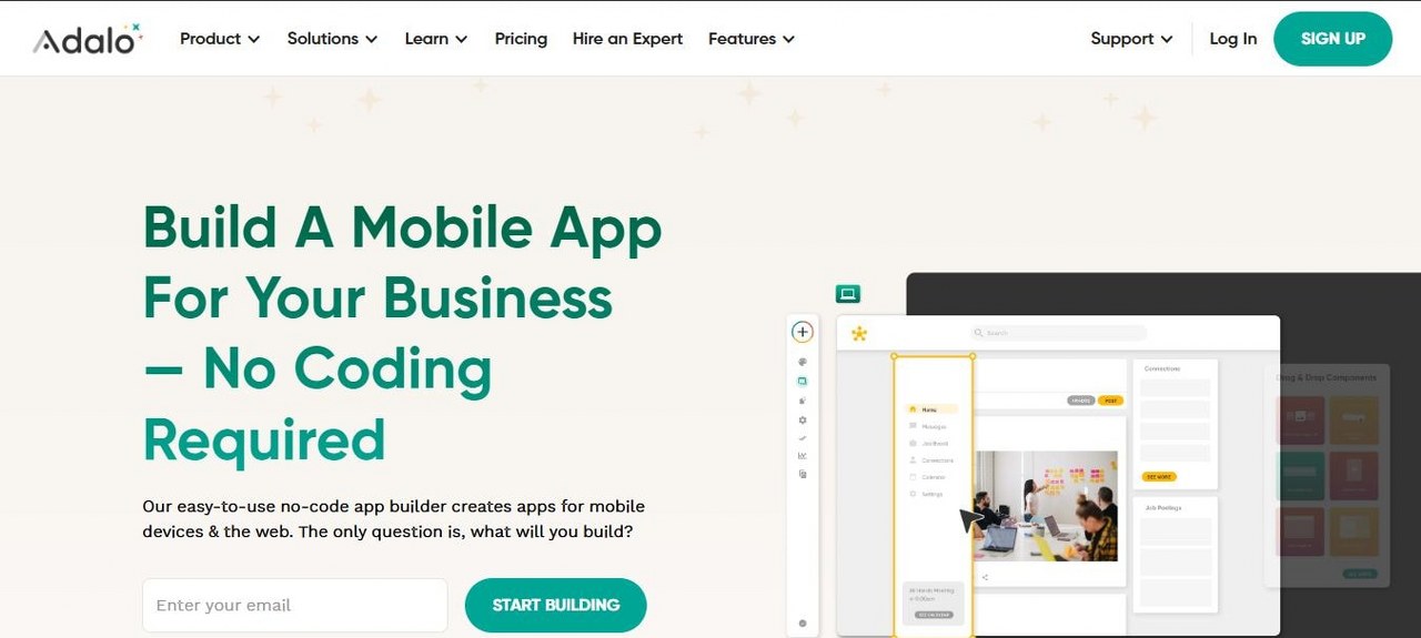 Adalo webpage view.
