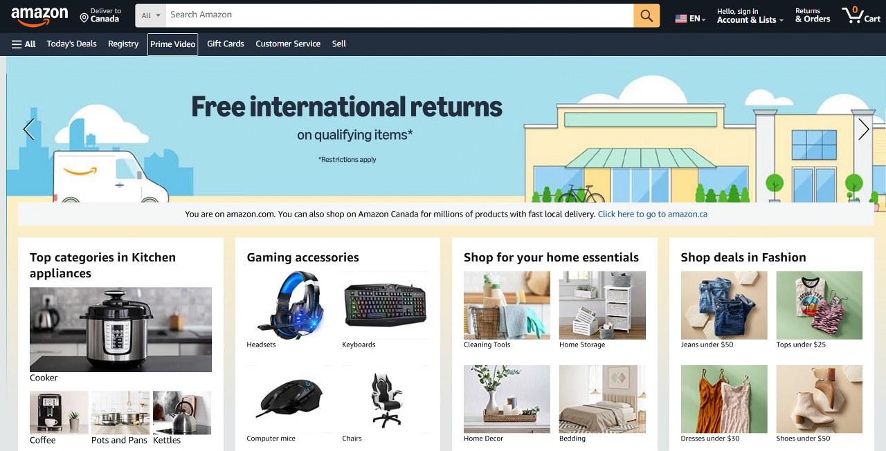 Amazon e-commerce site.