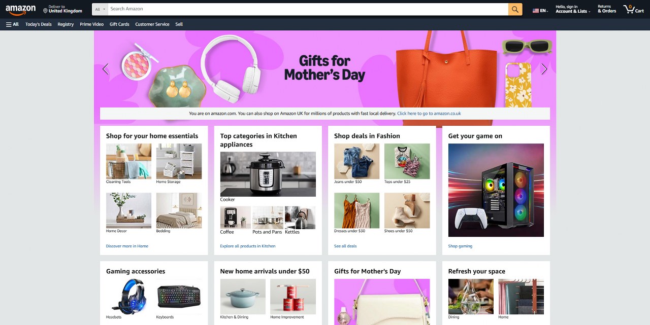 Amazon's website.
