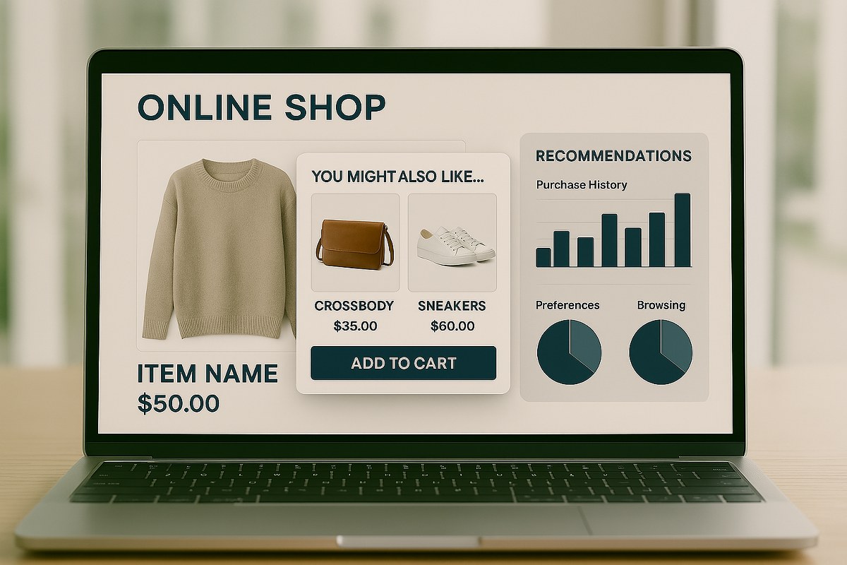 An e-commerce store with customer recommendations.