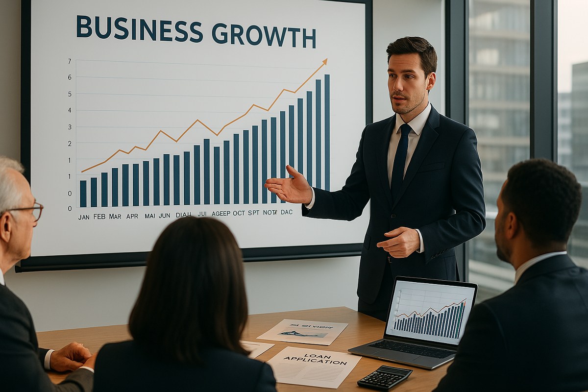 An entrepreneur giving a presentation.
