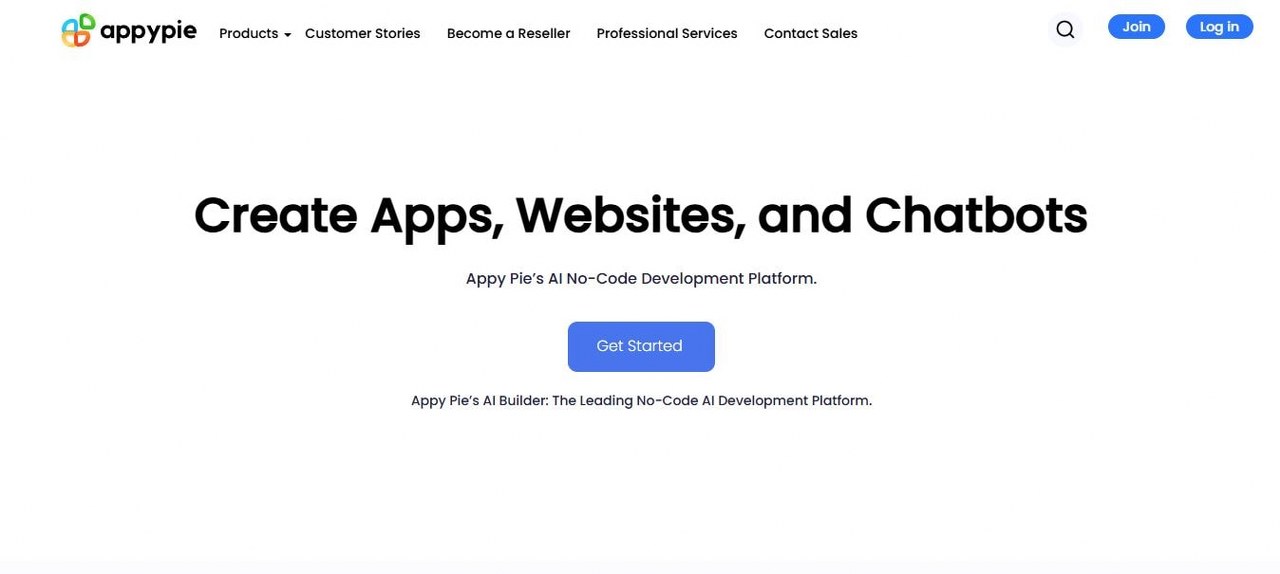 Appypie webpage view.