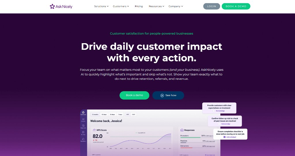 AskNicely website homepage.