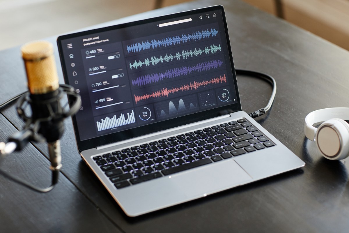 Audio Recording Software on laptop.