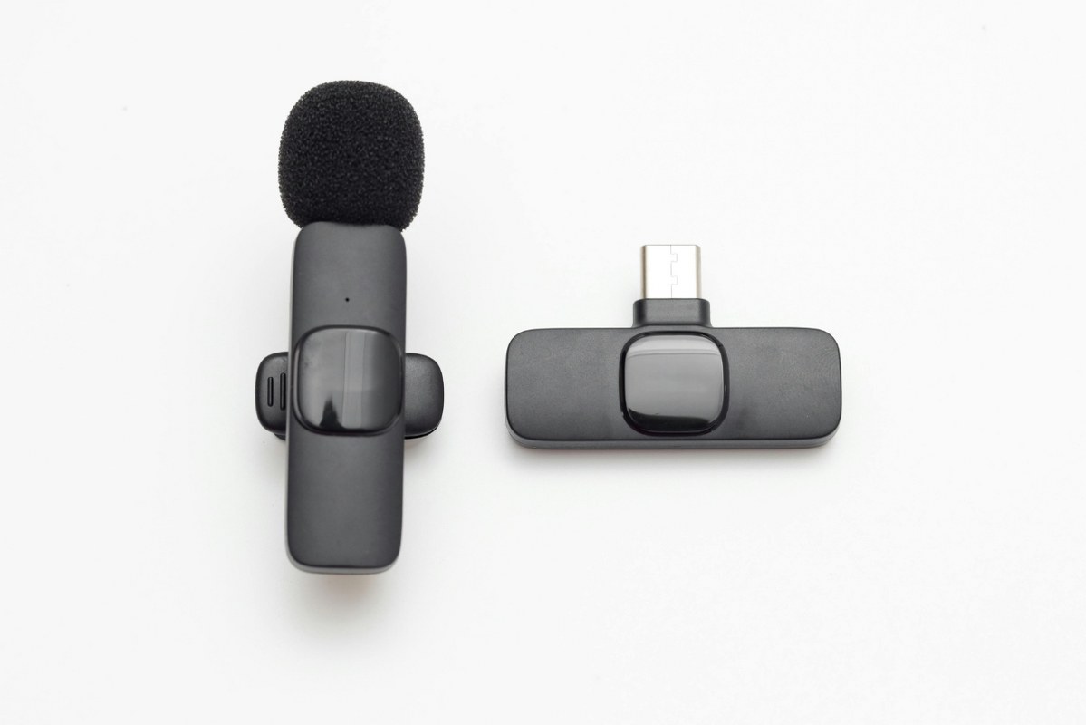 Black USB microphone.
