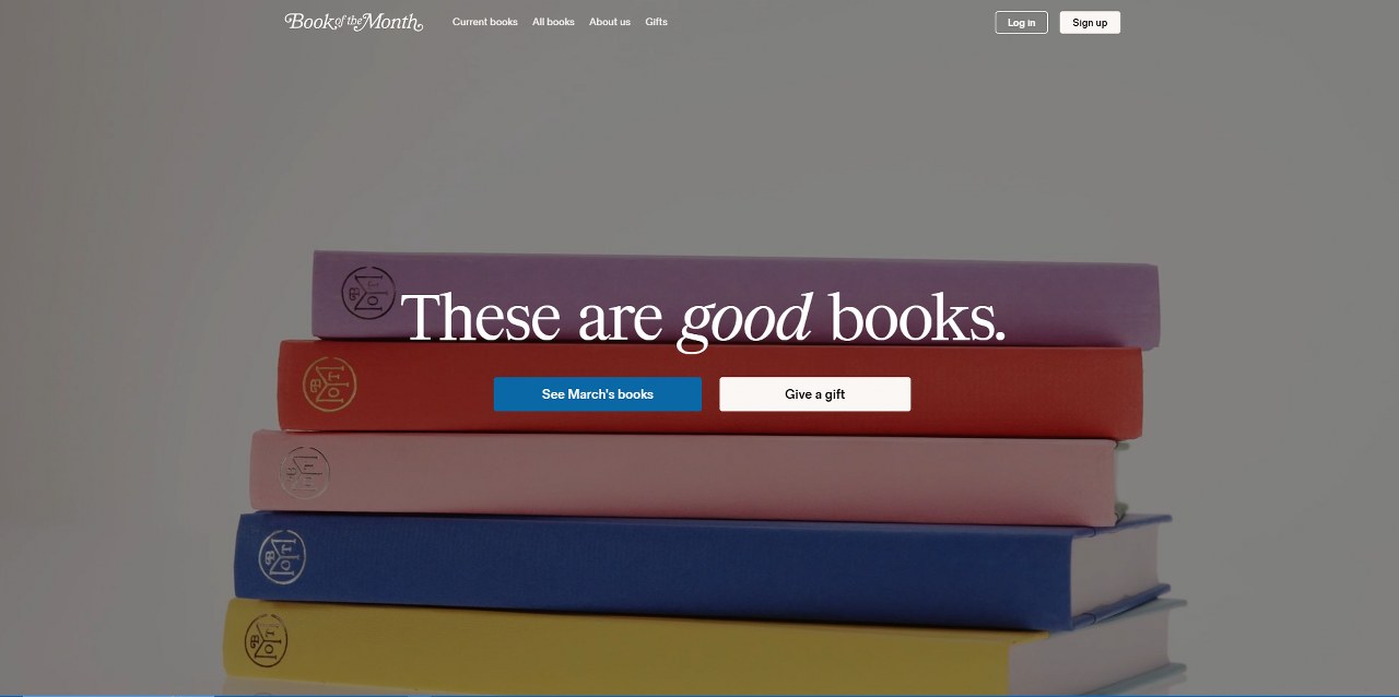 Book of the Month website homepage.