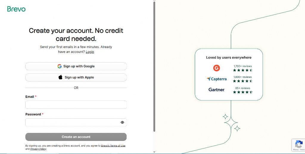 Brevo free account creation.