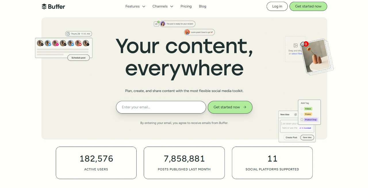 Buffer website homepage.