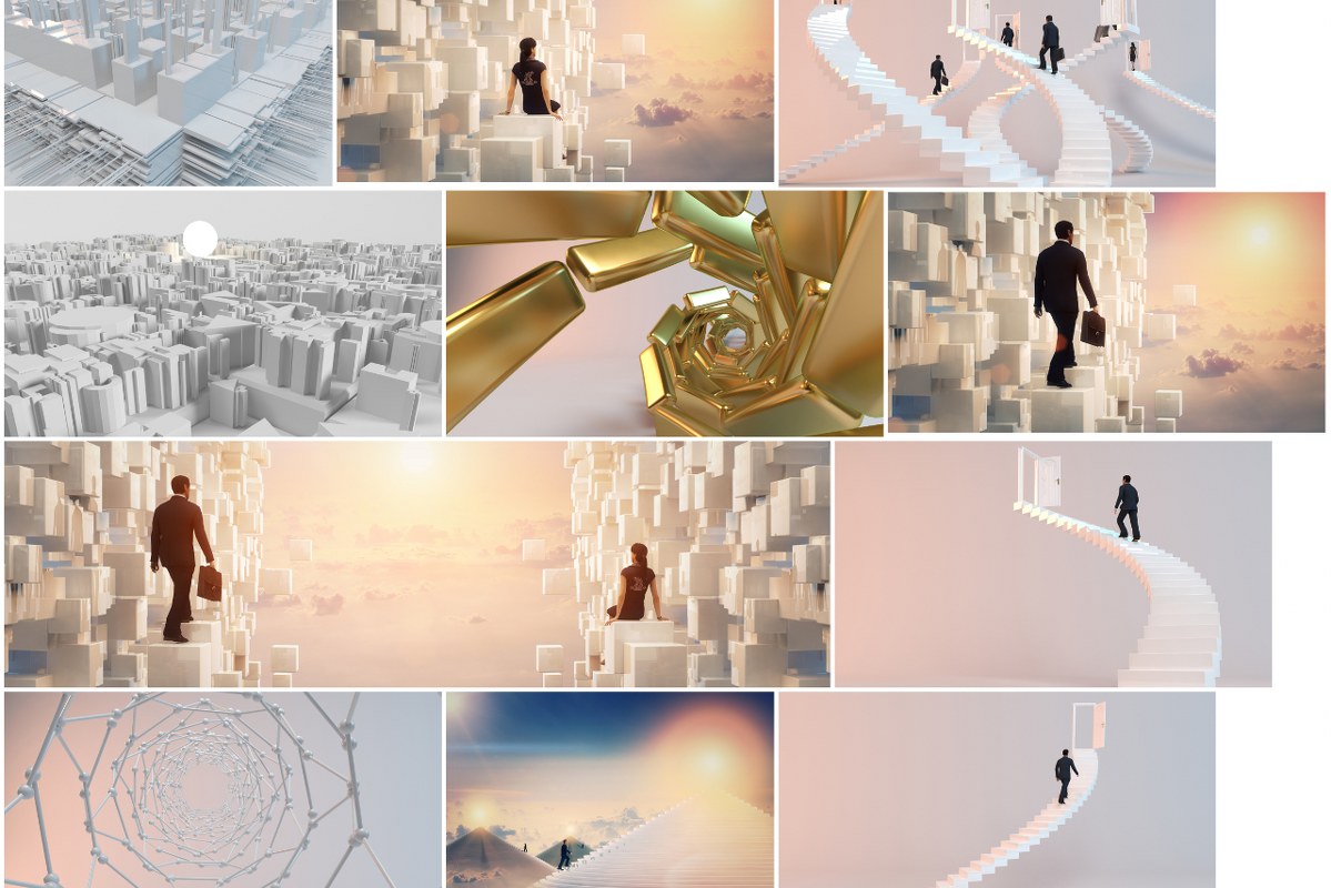 Business futuristic 3d collection sample.