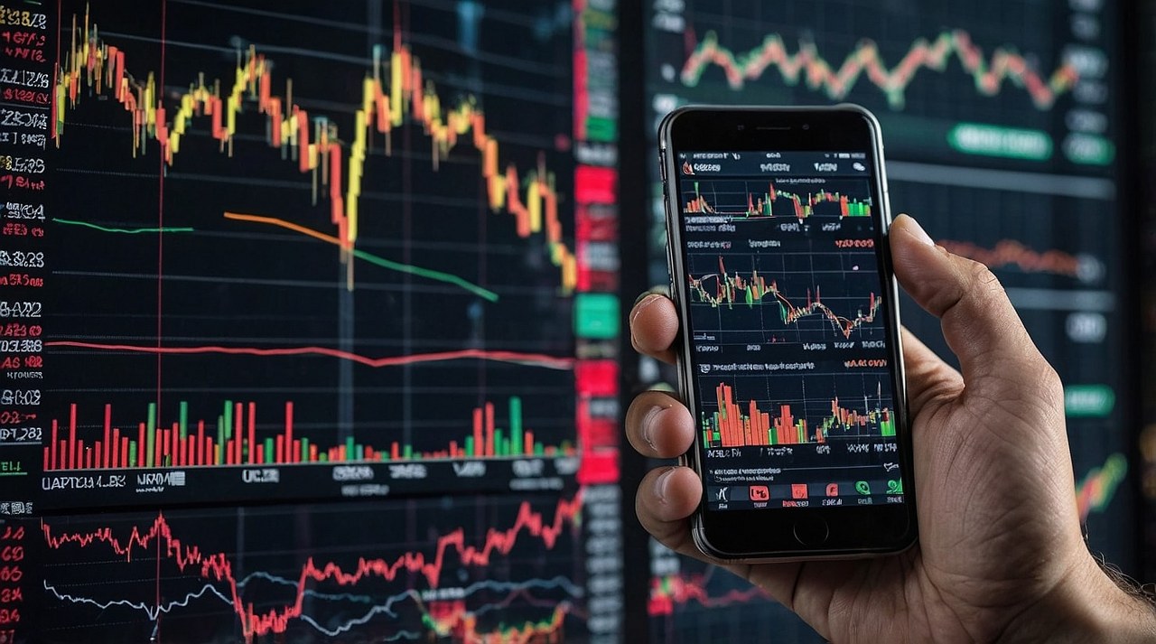 Business man doing stock issuances on phone.