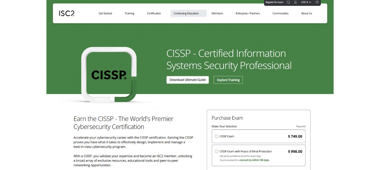 CISSP website homepage.