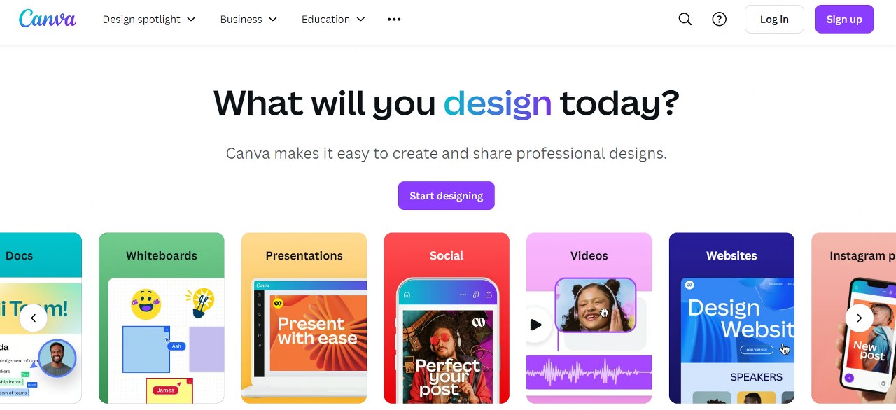 Canva homepage.