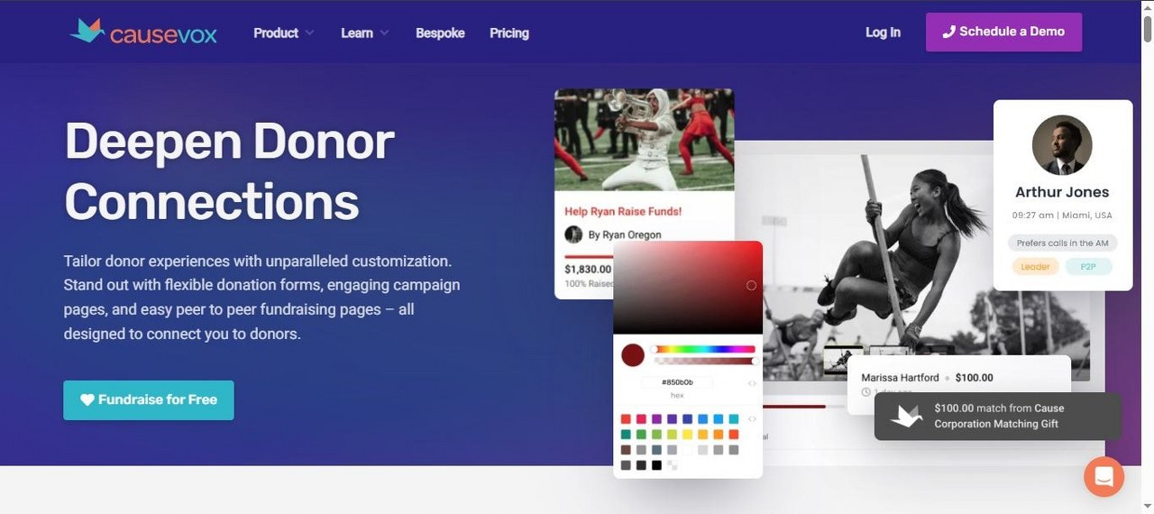 CauseVox webpage view.